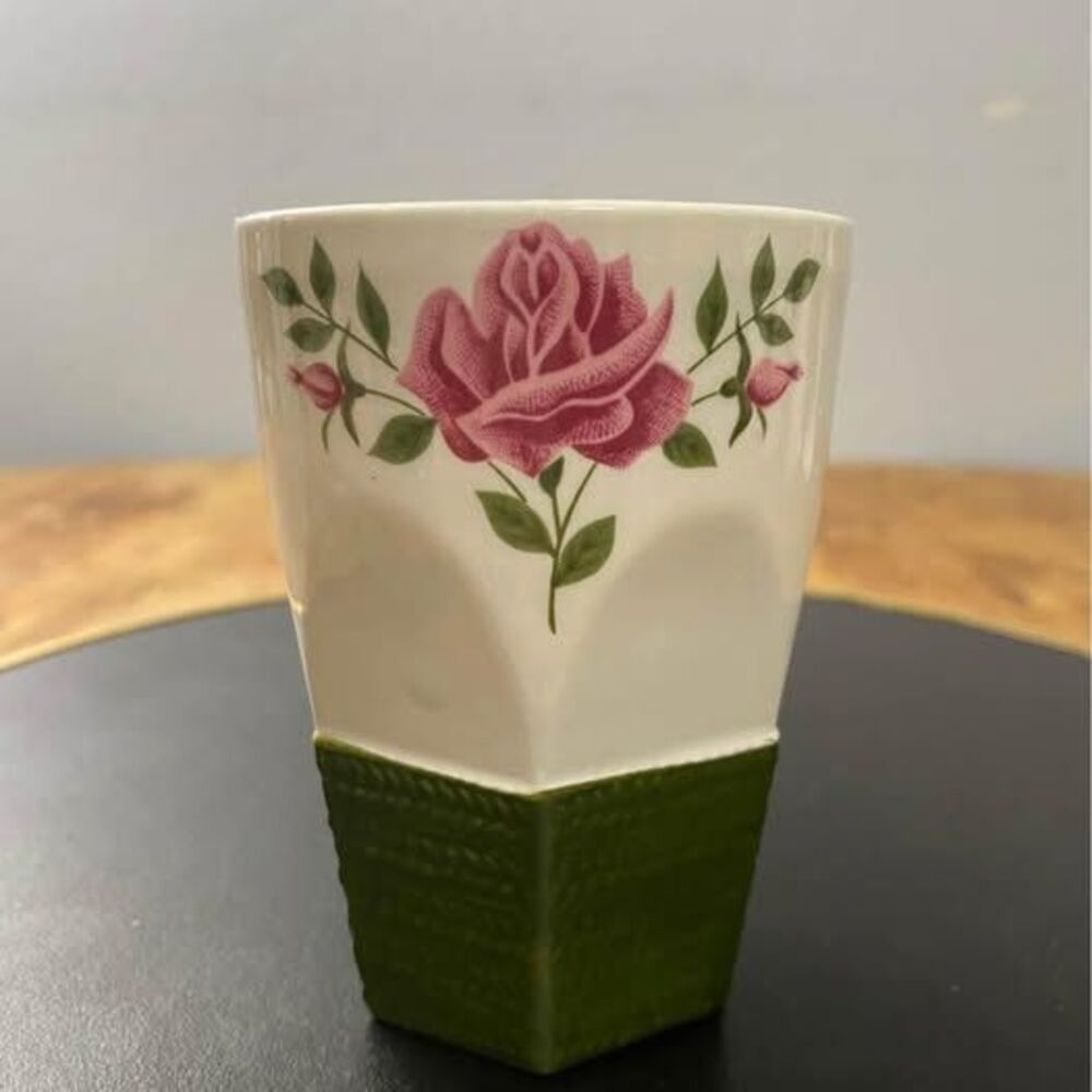 Pink Rose Small Planter, Vintage Pot 4” tall